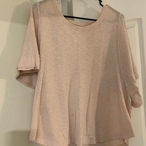 Light pink Madewell top with flutter sleeves